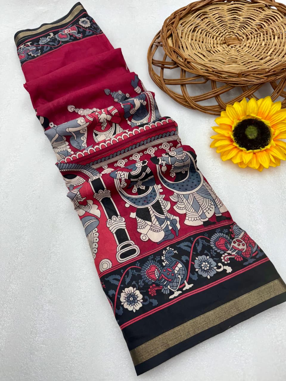 Kayatri New Soft Mangalgiri Leheriya Print Saree with Designer Touch