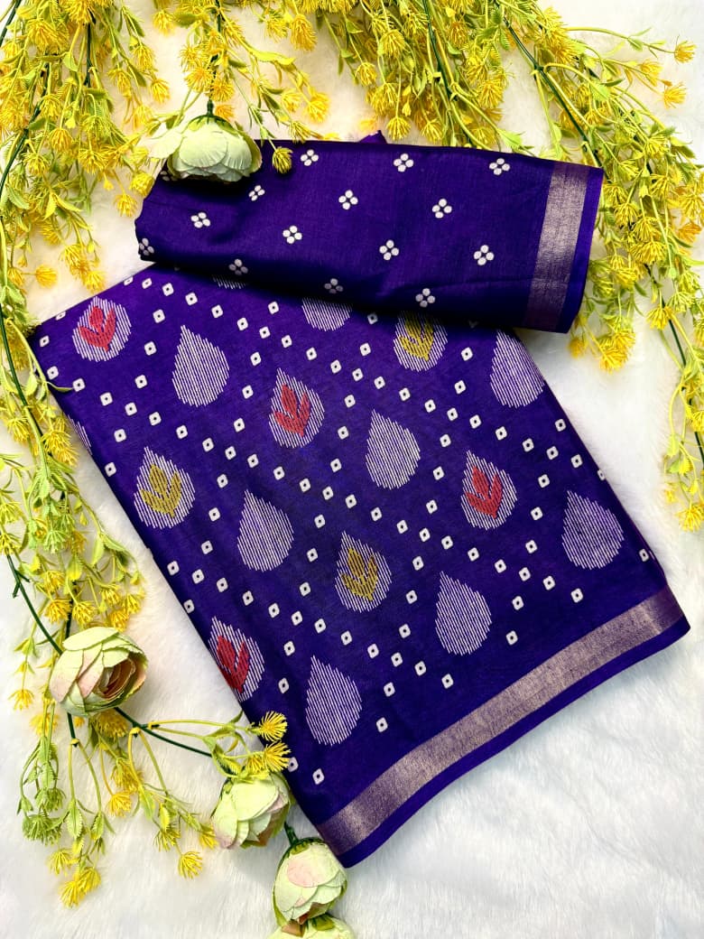 Kayatri New Premium Cotton Pen Kalamkari Saree with Zari Weaving Hamsa Borders