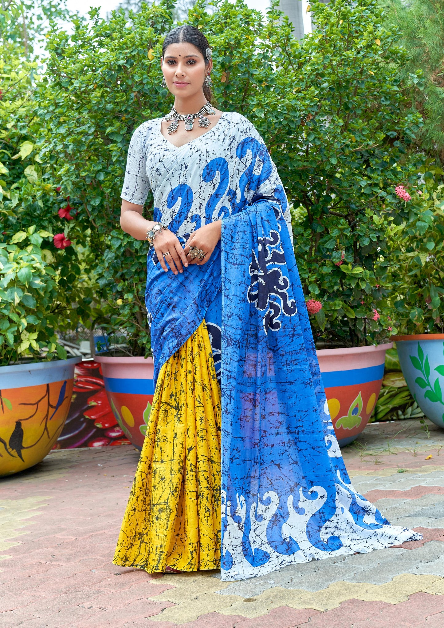 Kayatri New Designer Bagru Fancy Hand Printed Saree in Mulmul Cotton