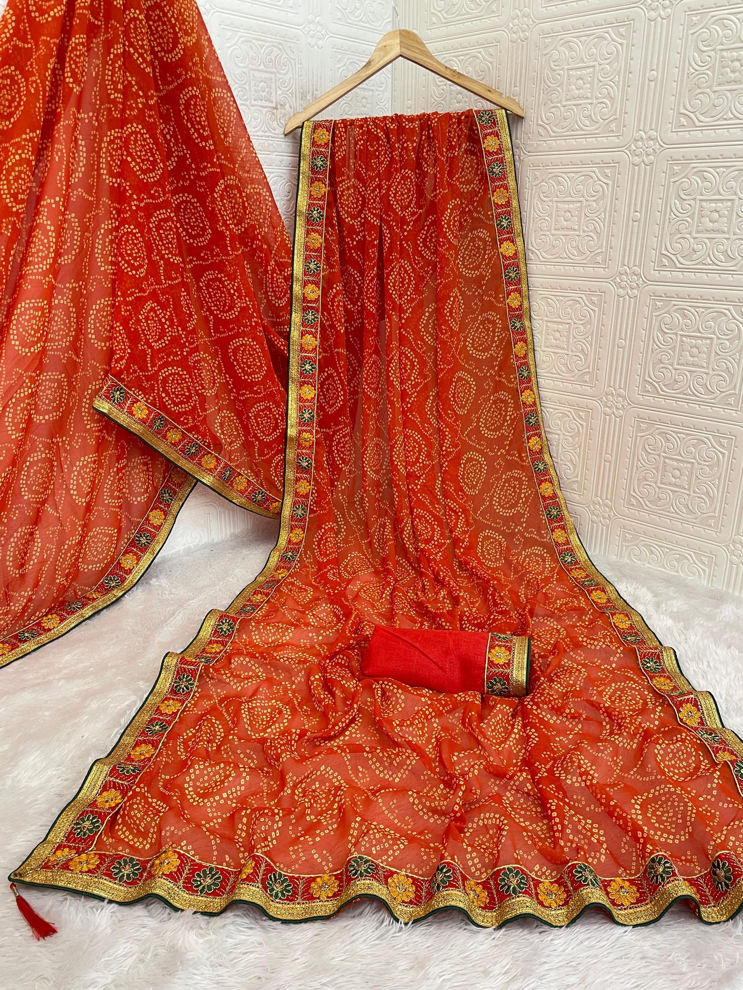 Kayatri New Designer Viscose Georgette Saree with Gota Patti Handwork & Running Blouse