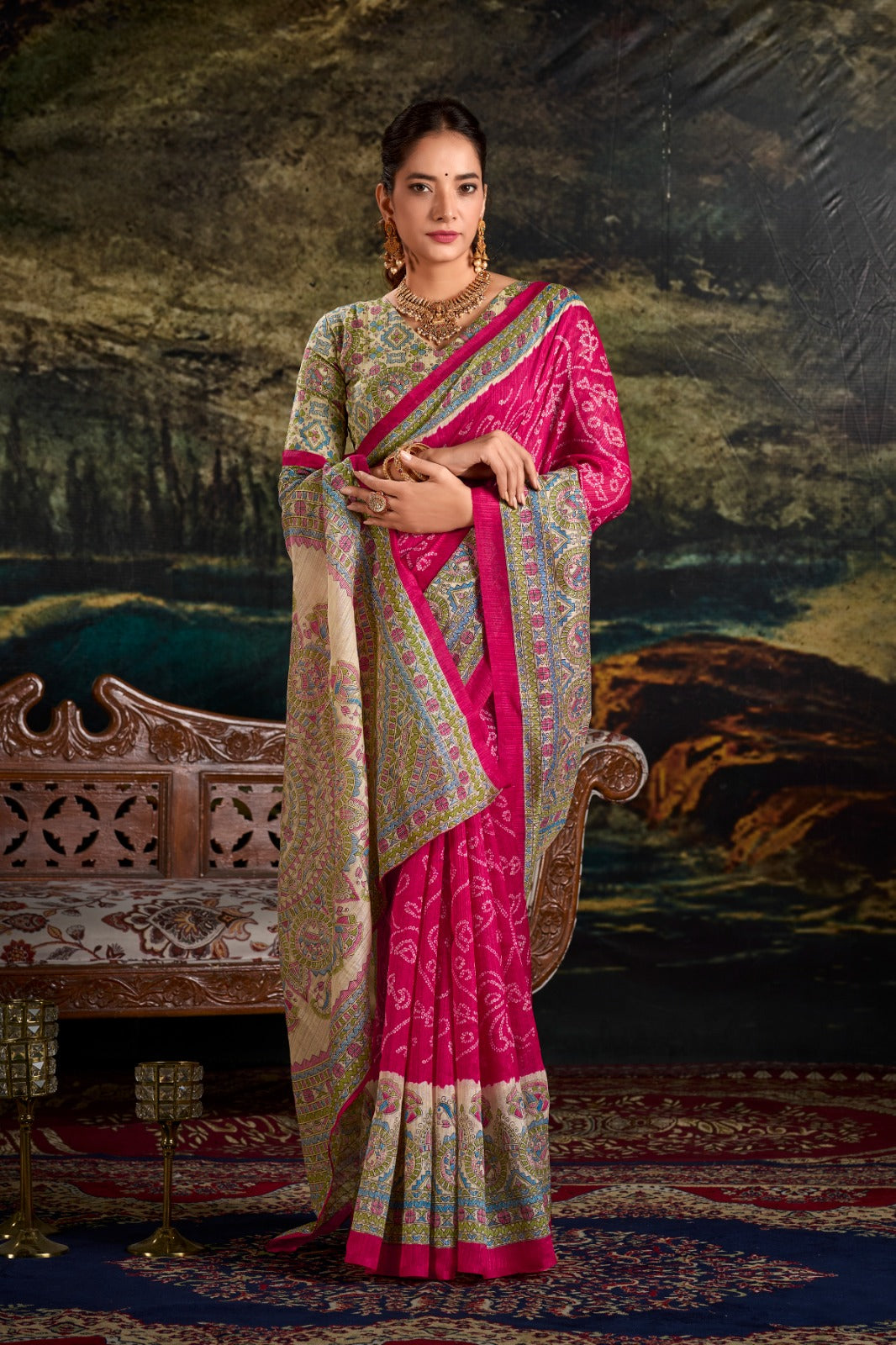 Kayatri New Elegant Silk Saree A Blend of Madhubani Art Bandhej Tradition