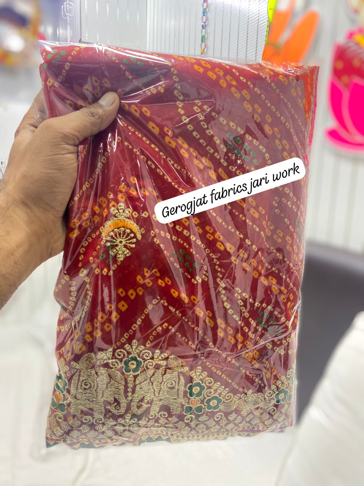 Kayatri New Designer Bandhani Georgette Saree All Over Heavy Jari Work with Mono Banglori Blouse