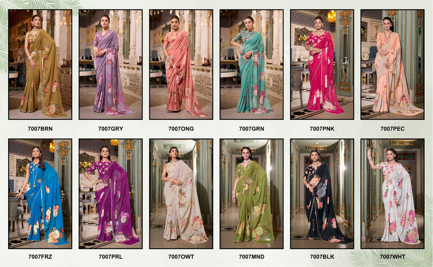 Kayatri New Trendy Georgette Saree with Chic Print and Pearl Lace Embellishment