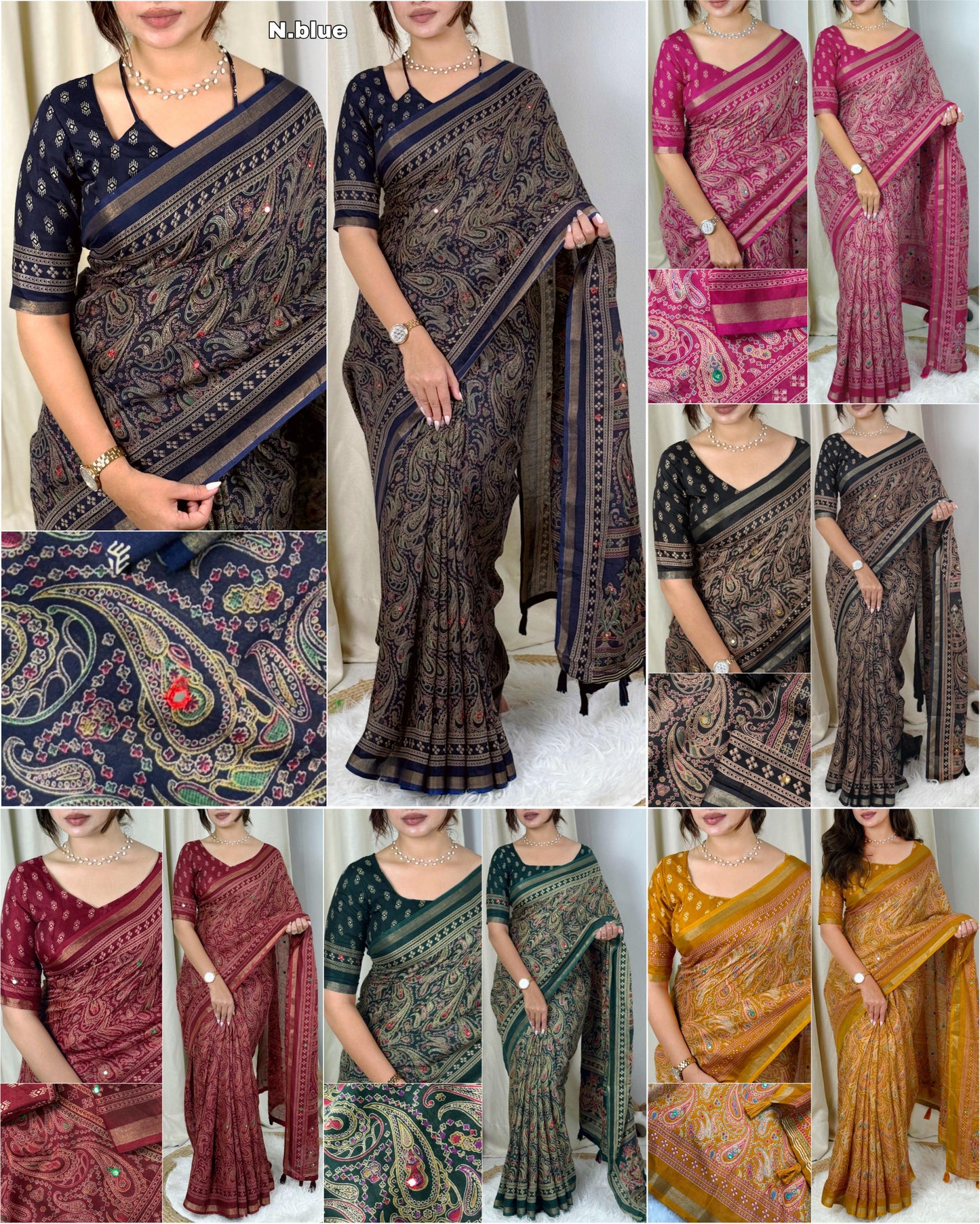 Kayatri New Elegant Kalamkari Ajrakh Printed Mul Cotton Saree