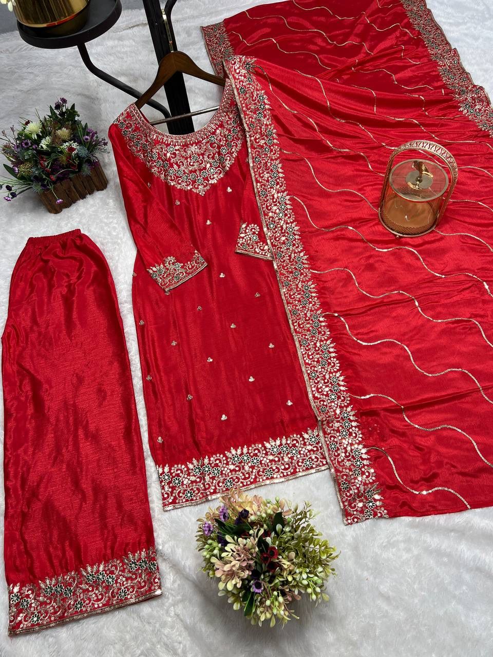 Kayatri New Premium Bridal Look Chinon Silk Embroidery Suit Set