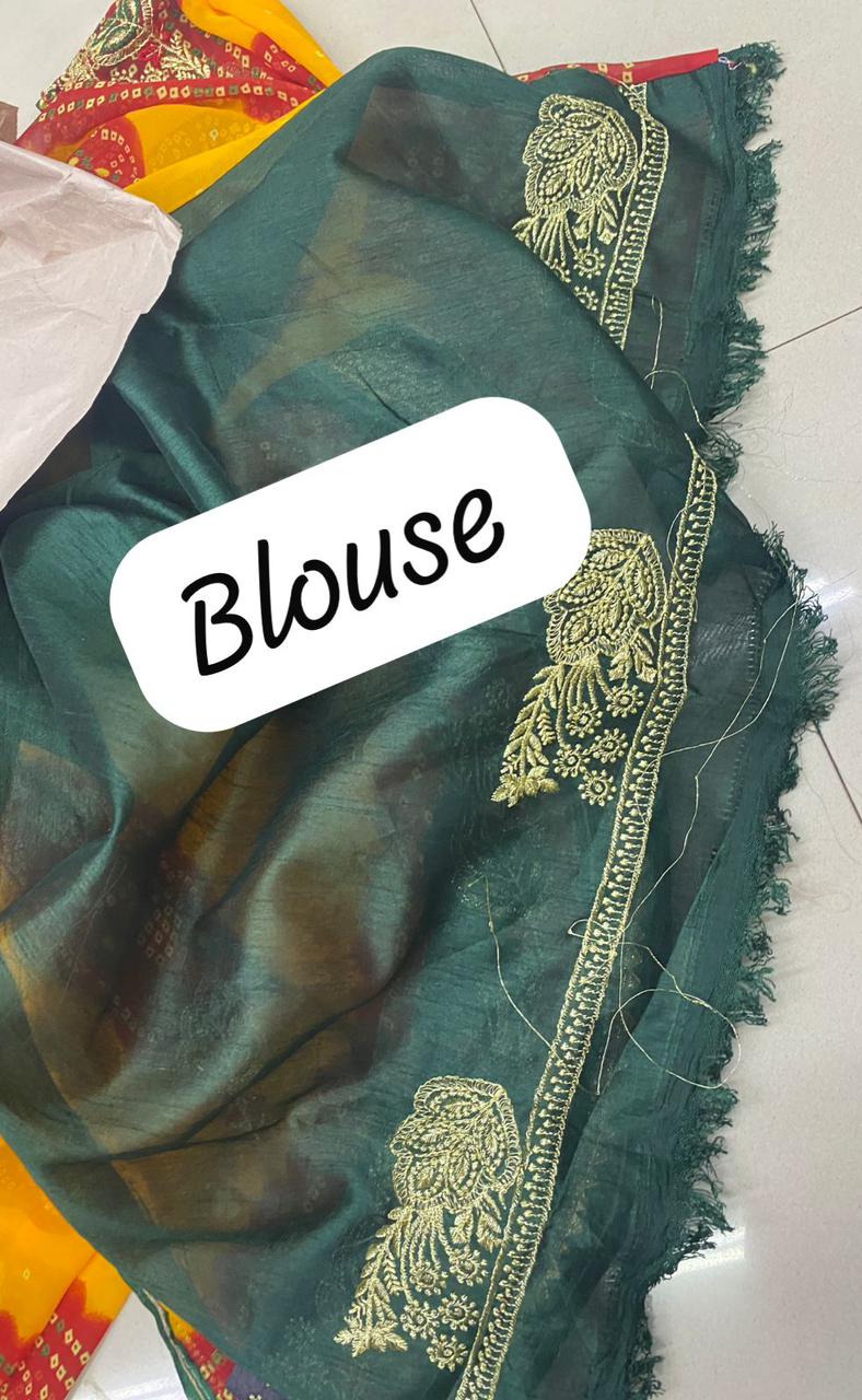 Kayatri New Traditional Yet Stylish Bandhani Jari Work Saree with Banglori Blouse