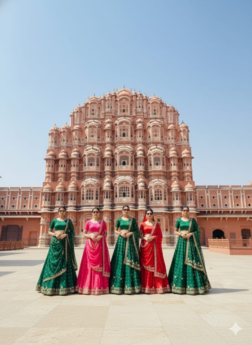 Kayatri New Royal Pure Chinon Lehenga with Jaipuri Hand Bhundaj Work All Over