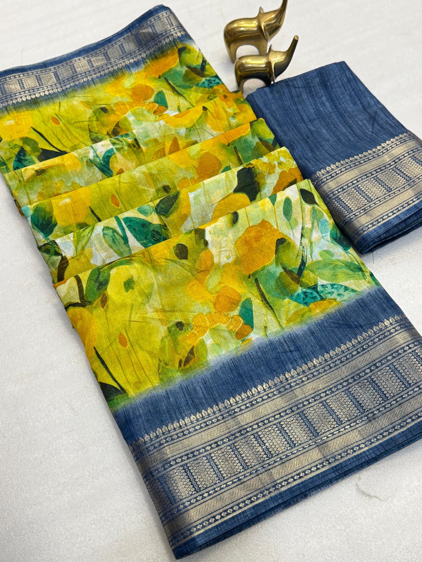 Kayatri New Lightweight Dola Silk Saree with Floral Print Zari Border