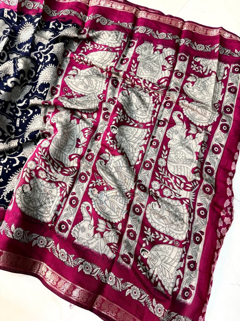 Kayatri New Premium Pure Mangalgiri Pattu Saree with Rich Kanchi Border Pallu