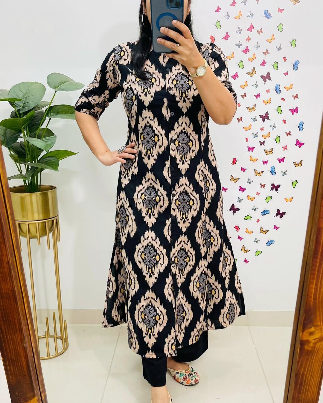 Kayatri New Designer Reyon Cotton Kurti Set