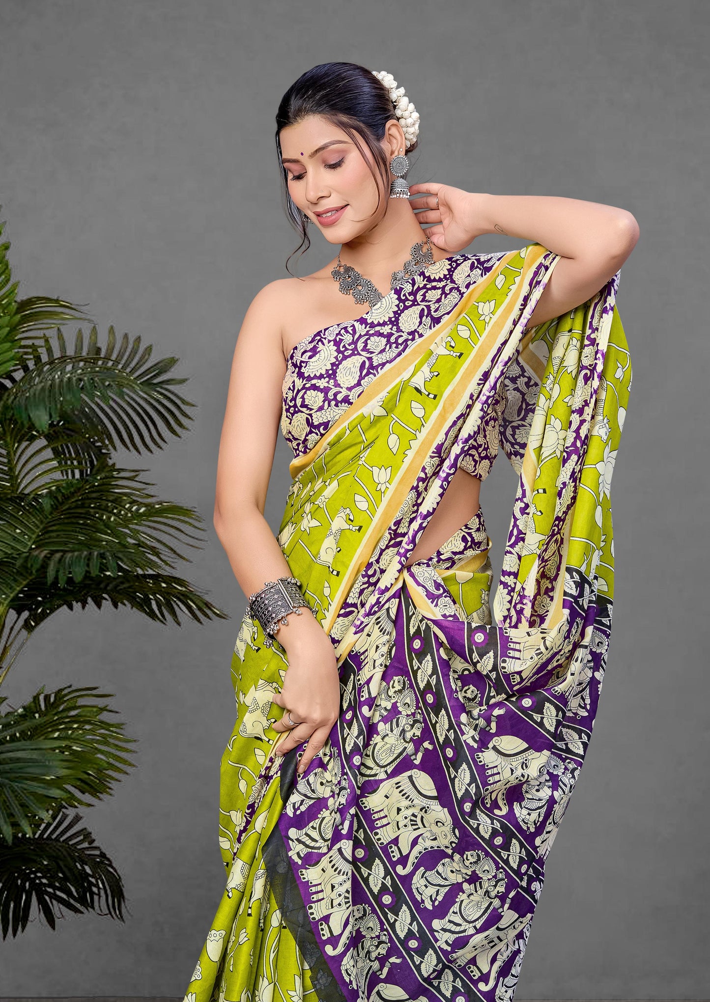 Kayatri New Pure Mulmul Cotton Ajrakh Print Saree