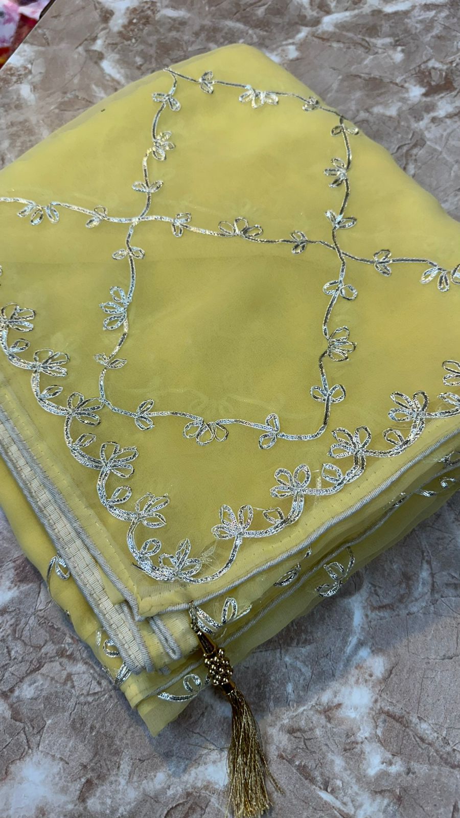 Kayatri New Fabric 60 grm Georgette With Beautiful Kaccha Gotta Patti Work Saree