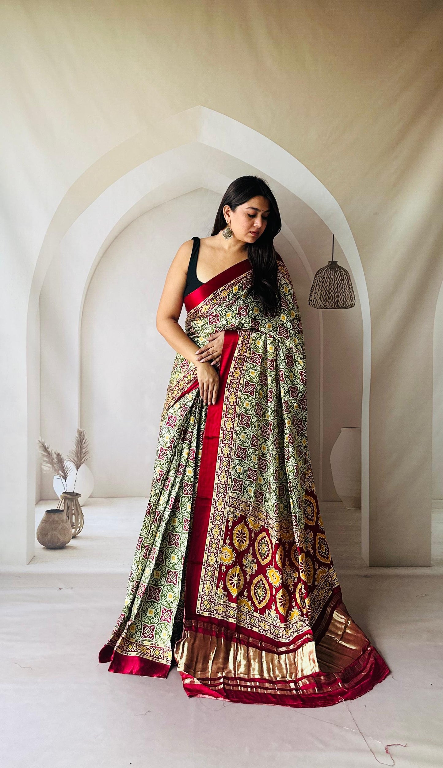 Kayatri New Pure Gaji Silk Ajrakh Print Saree