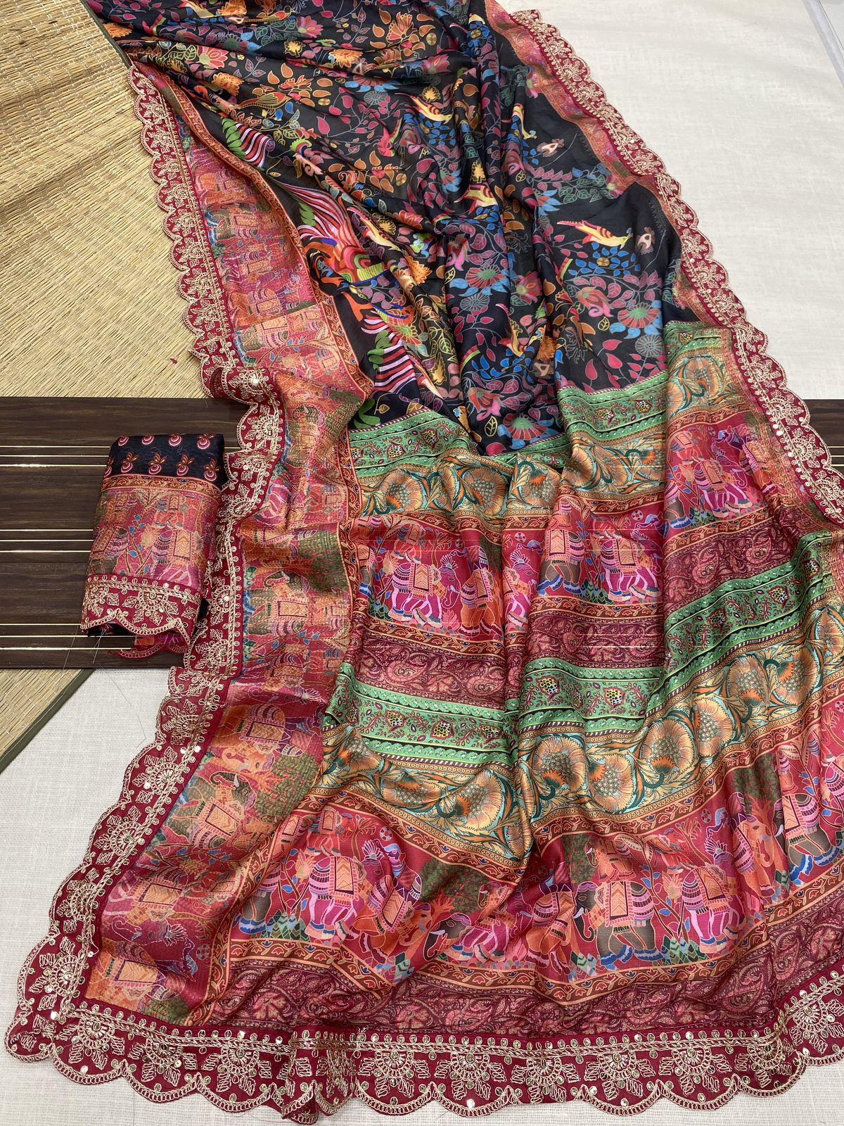 Kayatri New Banarasi Dola Silk Weaving And Digital Print Saree