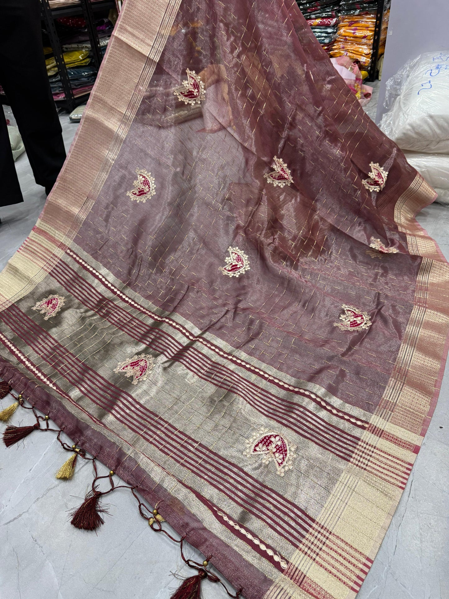 Kayatri New Tissue Silk With Gota Patti work Saree