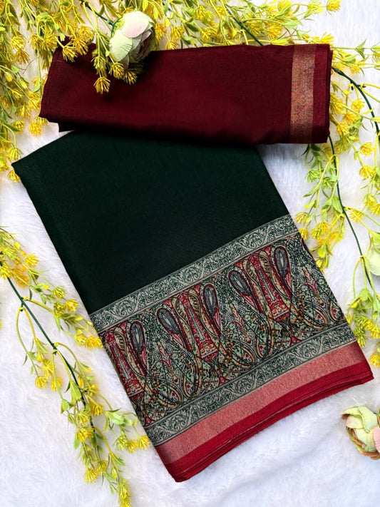 Kayatri New Pure soft black Maheshwari Silk Two tone printed saree