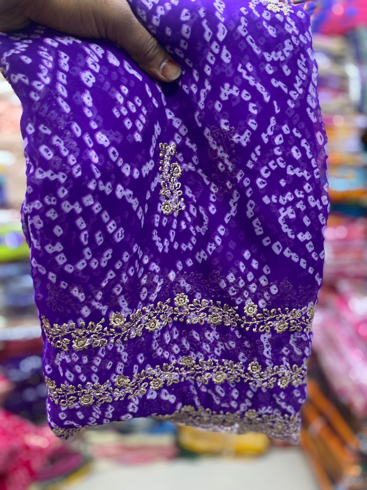 Kayatri New Designer Bandhani Print Georgette Saree with Mono Banglori Blouse