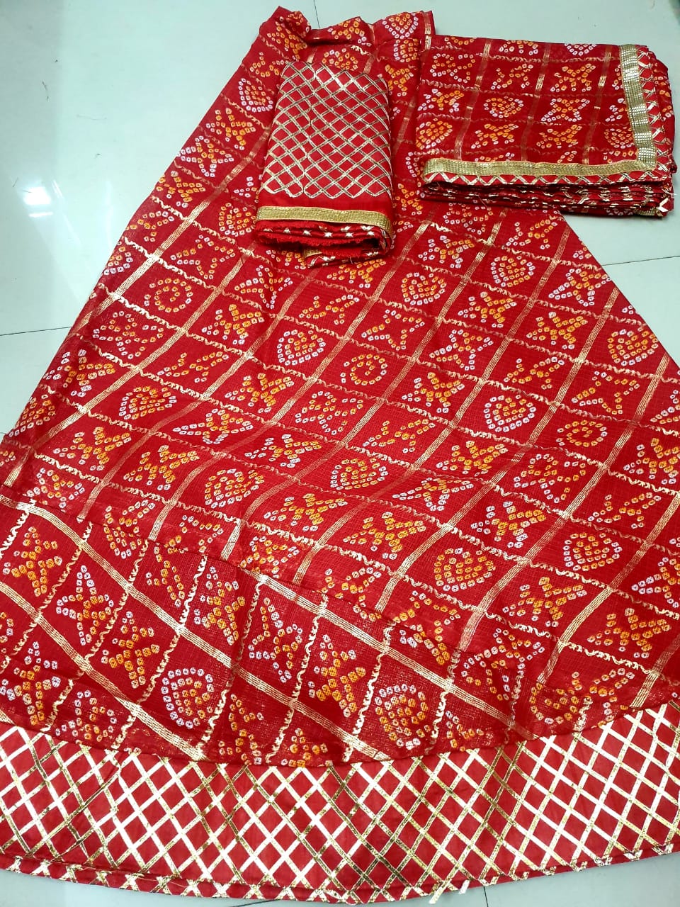 Kayatri New Rajasthani Kota Doria Traditional Leheriya Style Lehenga
