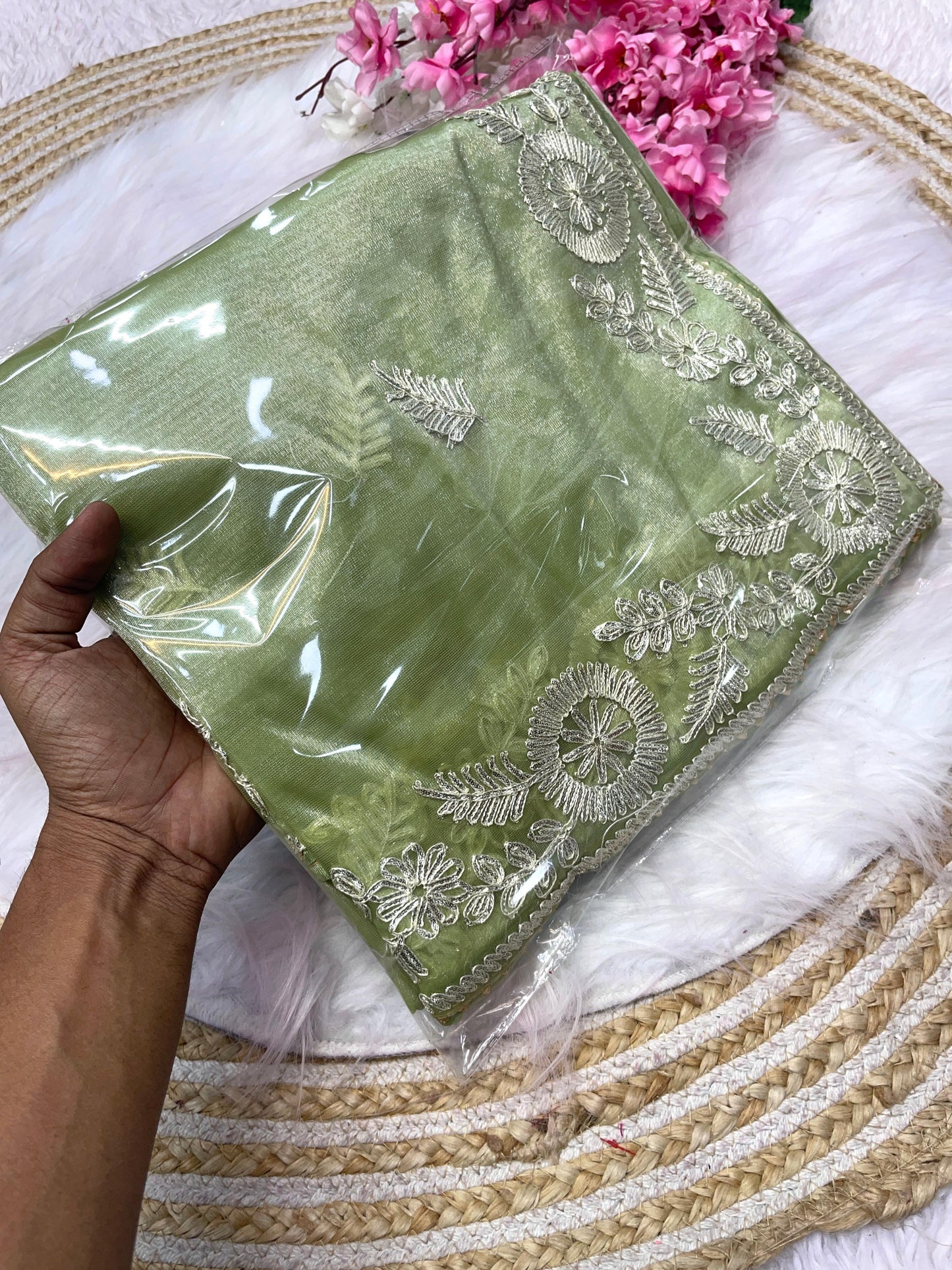 Kayatri New Soft Chinon Fabric Embroidery Work Saree