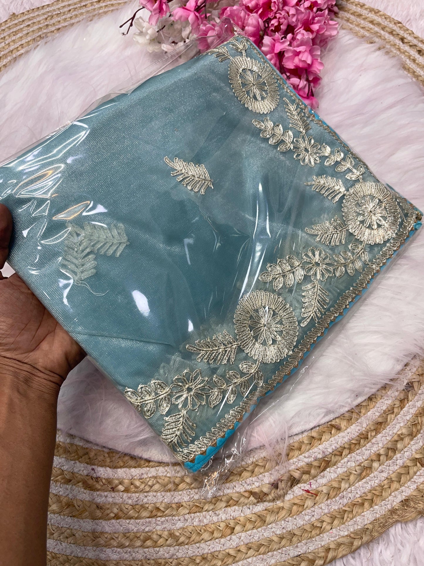 Kayatri New Soft Chinon Fabric Embroidery Work Saree