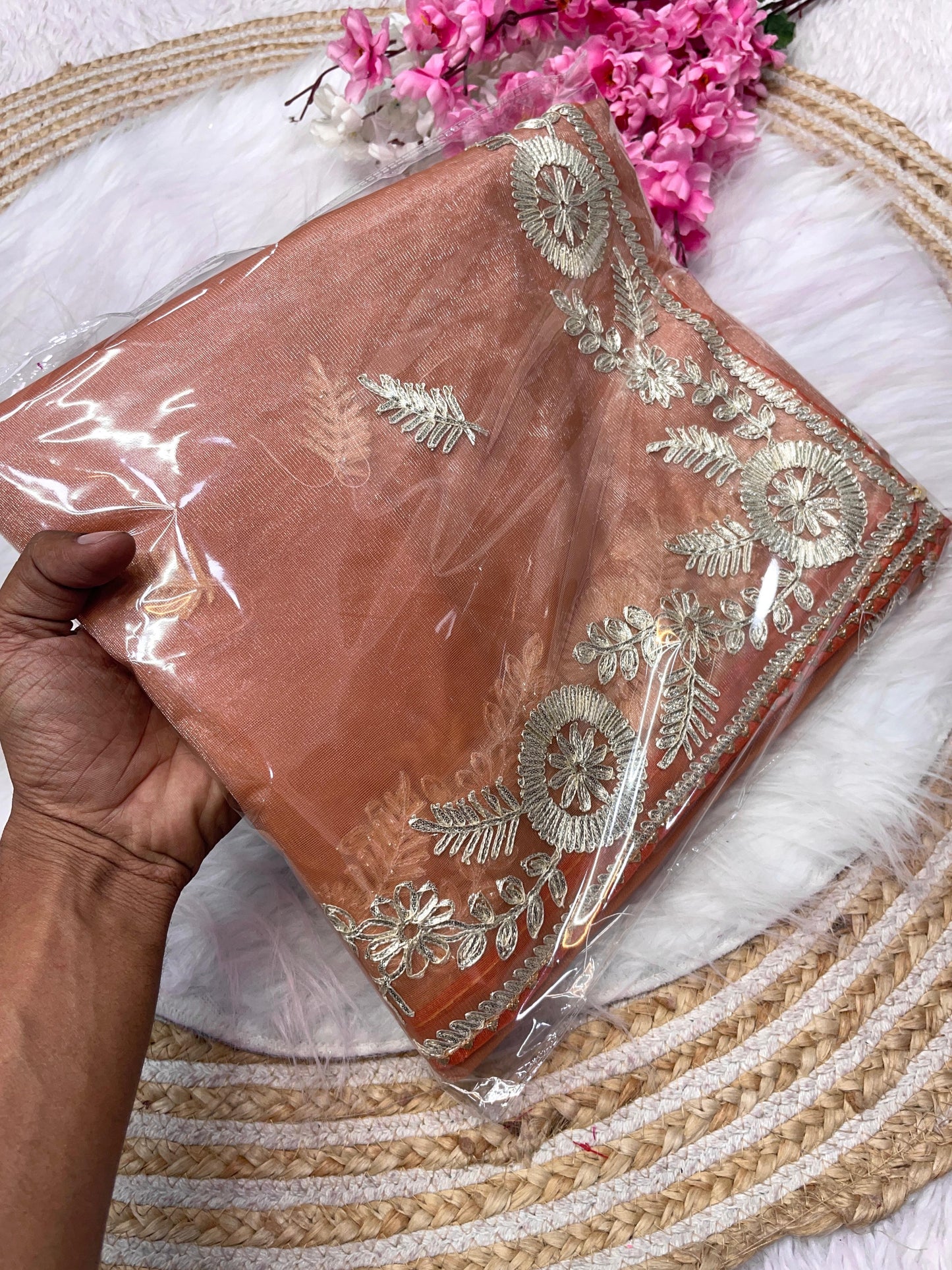 Kayatri New Soft Chinon Fabric Embroidery Work Saree