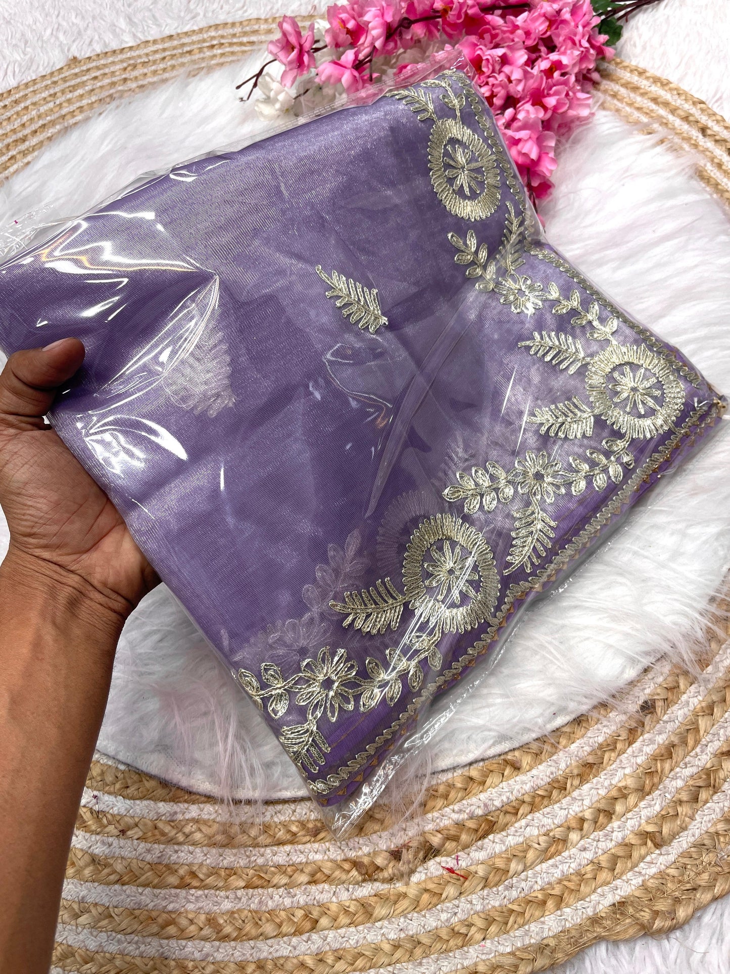 Kayatri New Soft Chinon Fabric Embroidery Work Saree
