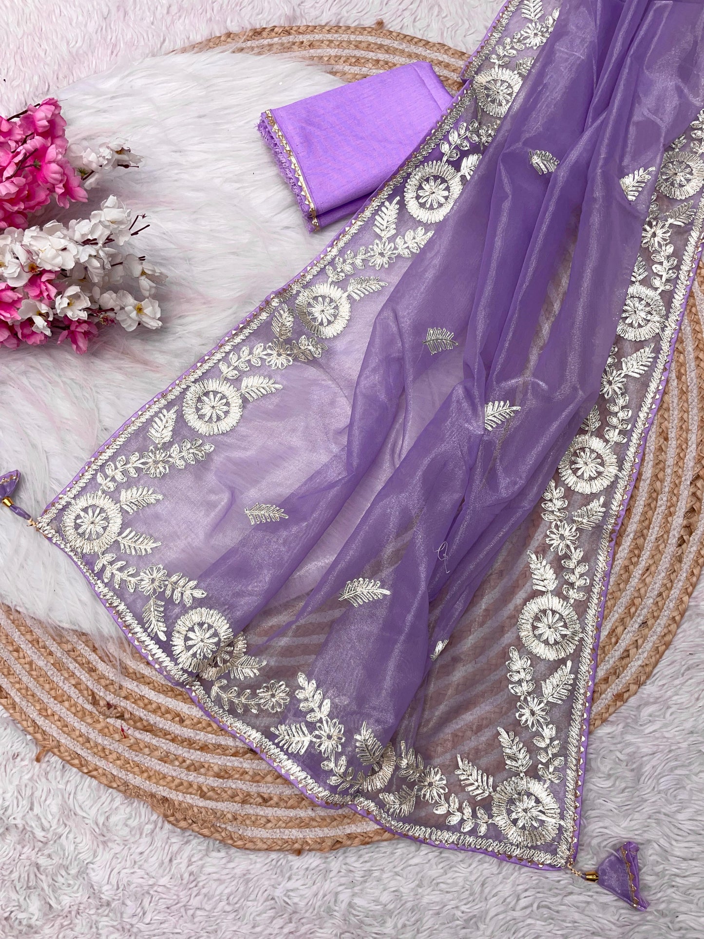Kayatri New Soft Chinon Fabric Embroidery Work Saree