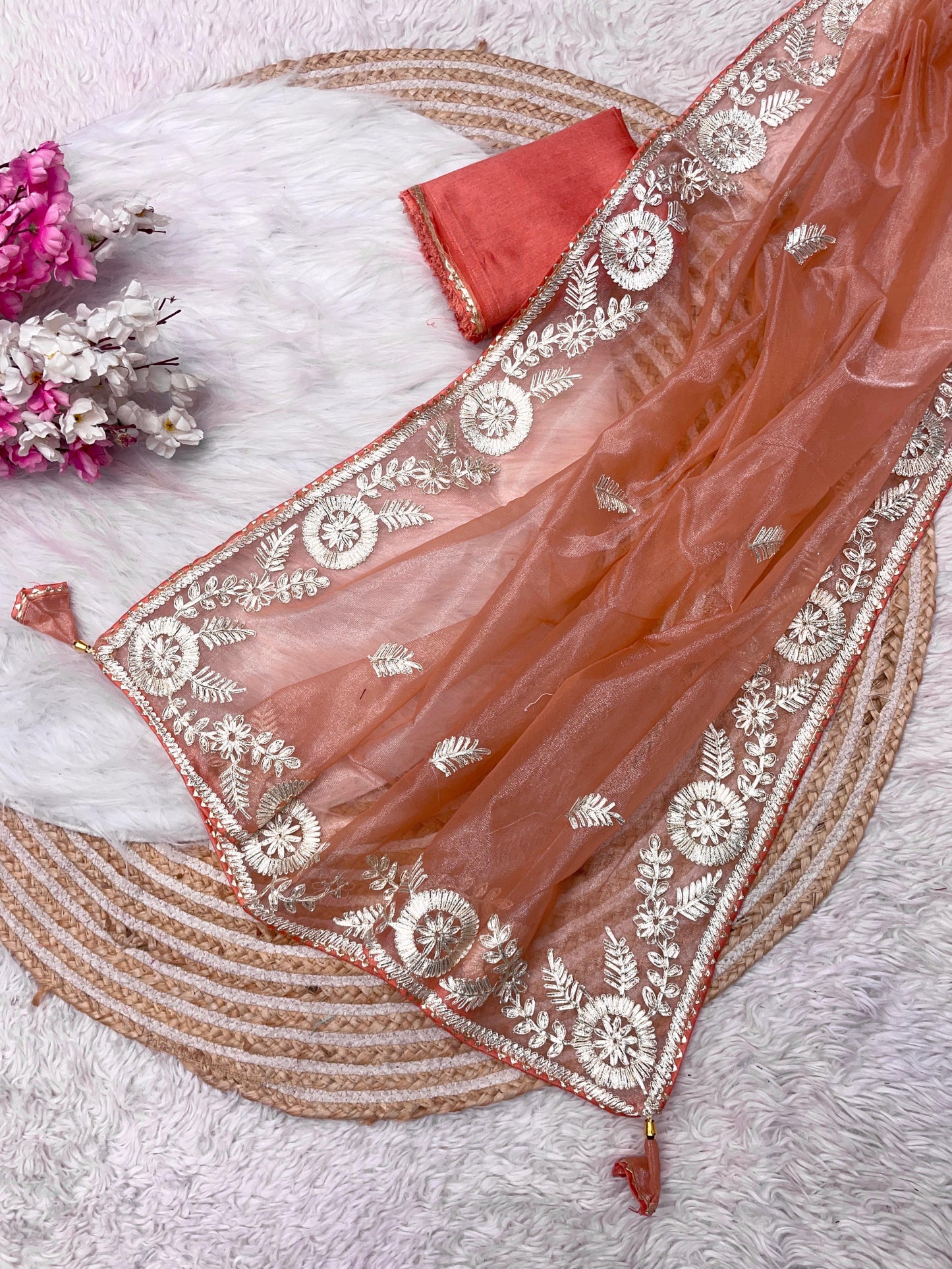 Kayatri New Soft Chinon Fabric Embroidery Work Saree