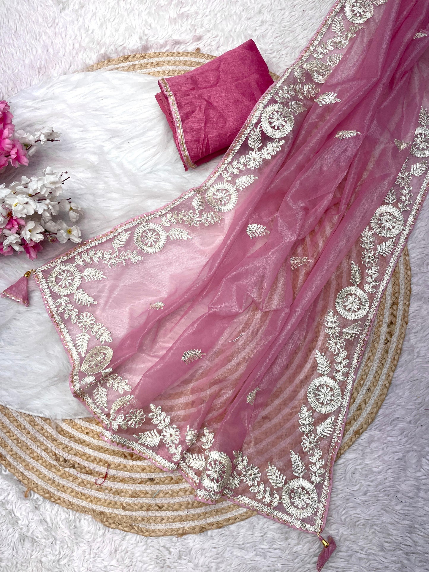 Kayatri New Soft Chinon Fabric Embroidery Work Saree