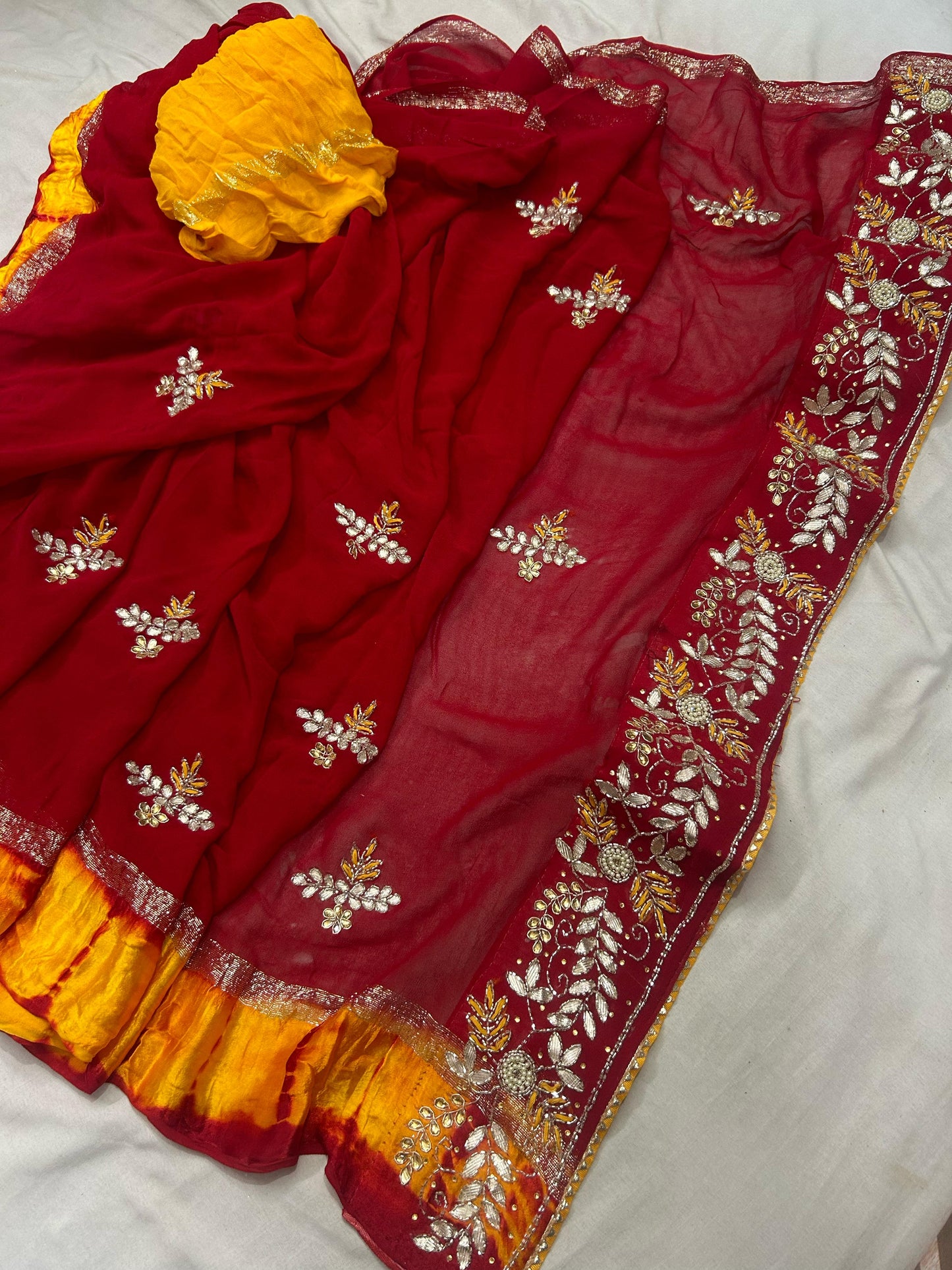 Kayatri Pure Georgette Sattin Sibori Shaded Handwork Saree