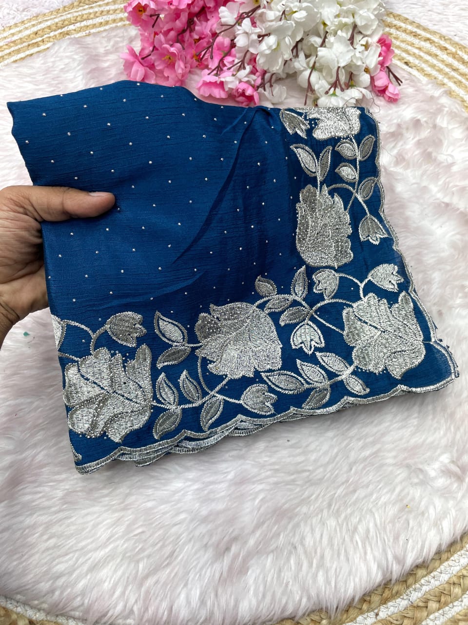 Kayatri New Soft Chinon Fabric With Siroski Work Saree