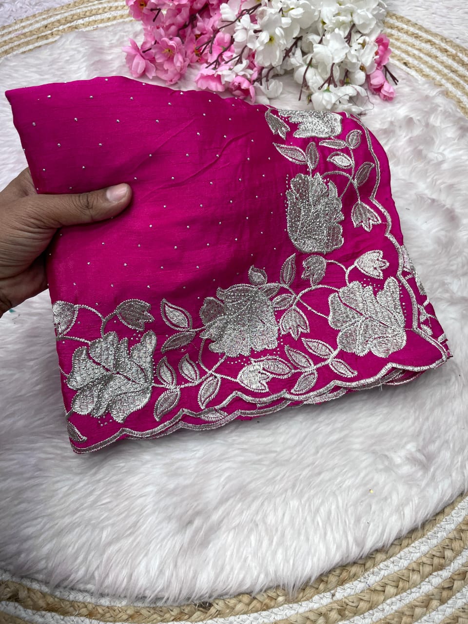 Kayatri New Soft Chinon Fabric With Siroski Work Saree