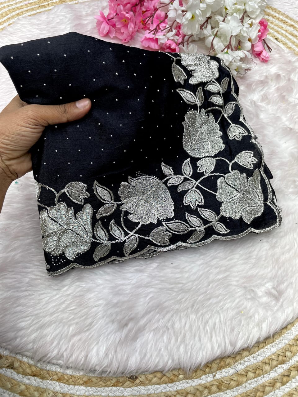 Kayatri New Soft Chinon Fabric With Siroski Work Saree