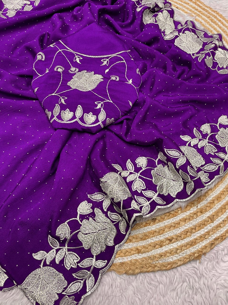 Kayatri New Soft Chinon Fabric With Siroski Work Saree