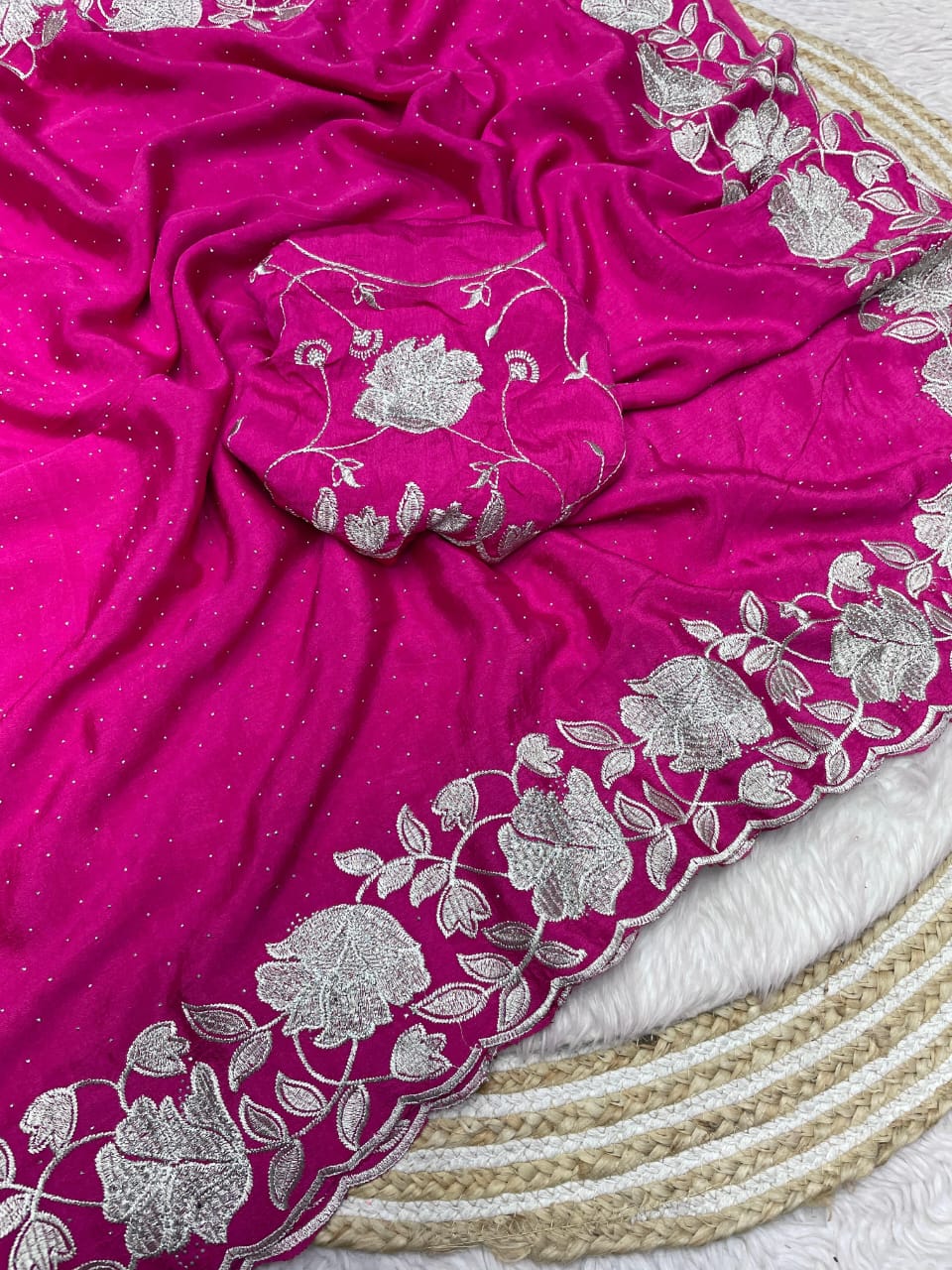 Kayatri New Soft Chinon Fabric With Siroski Work Saree