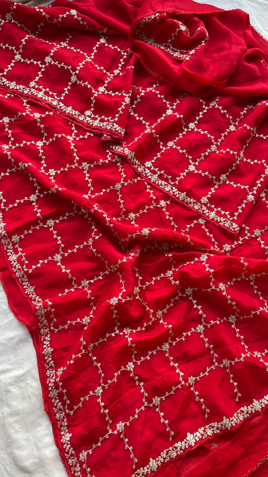 Kayatri New H O Silk Crepe Pittan Jaal Work Saree