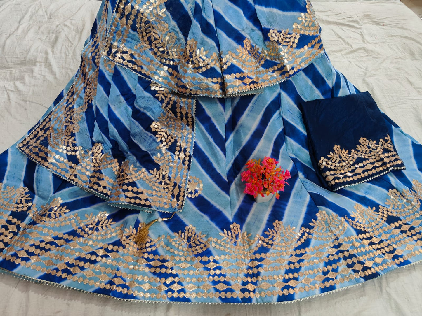 Kayatri New Traditional Beautiful Lahriya Dyeing Lehenga