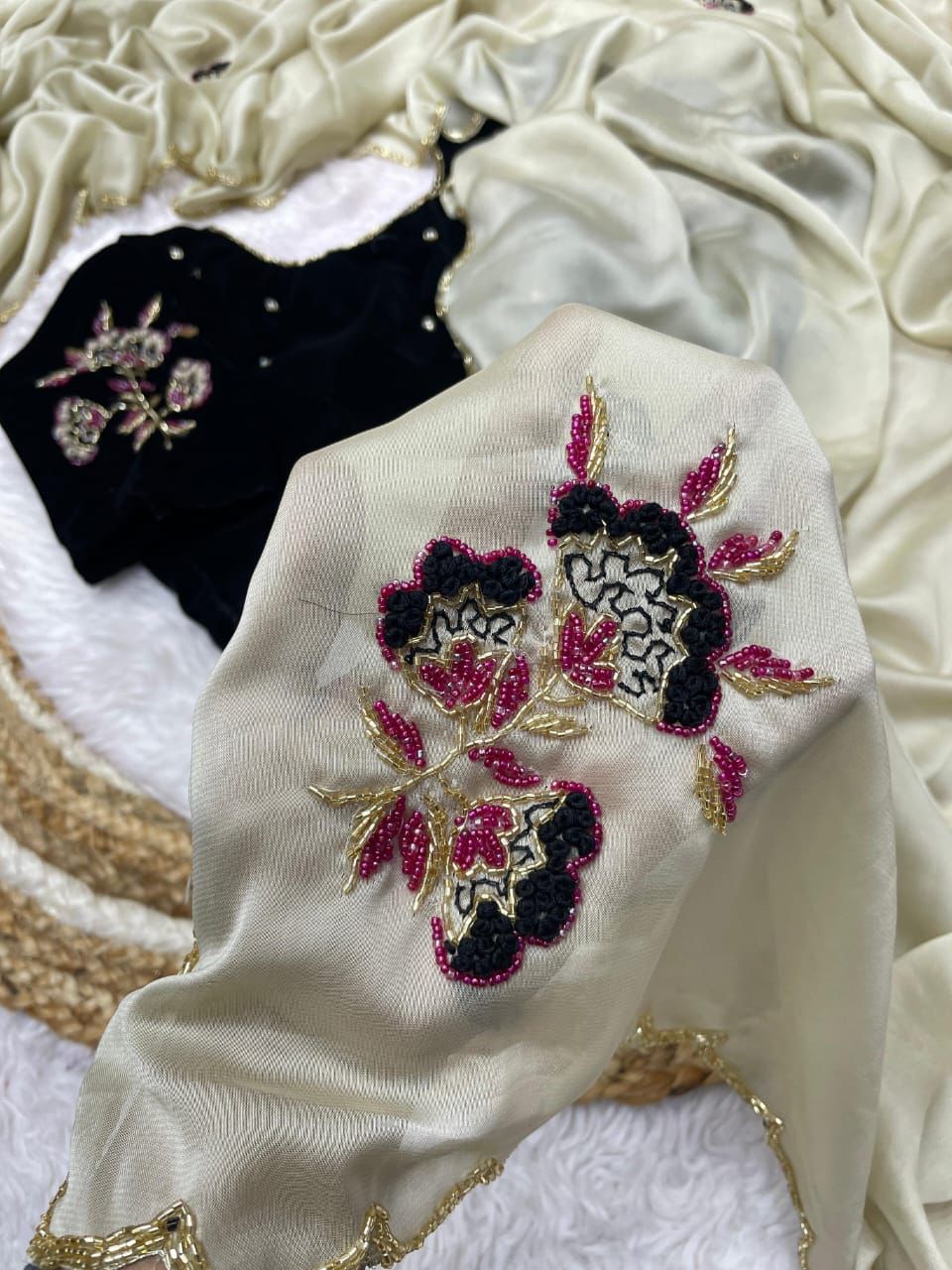 Kayatri New Rangoli Silk Fabric Cutdana Work Saree