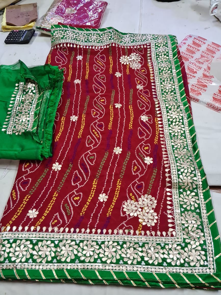 Kayatri New Georgette Traditional Wear Chunri Bandhej Saree
