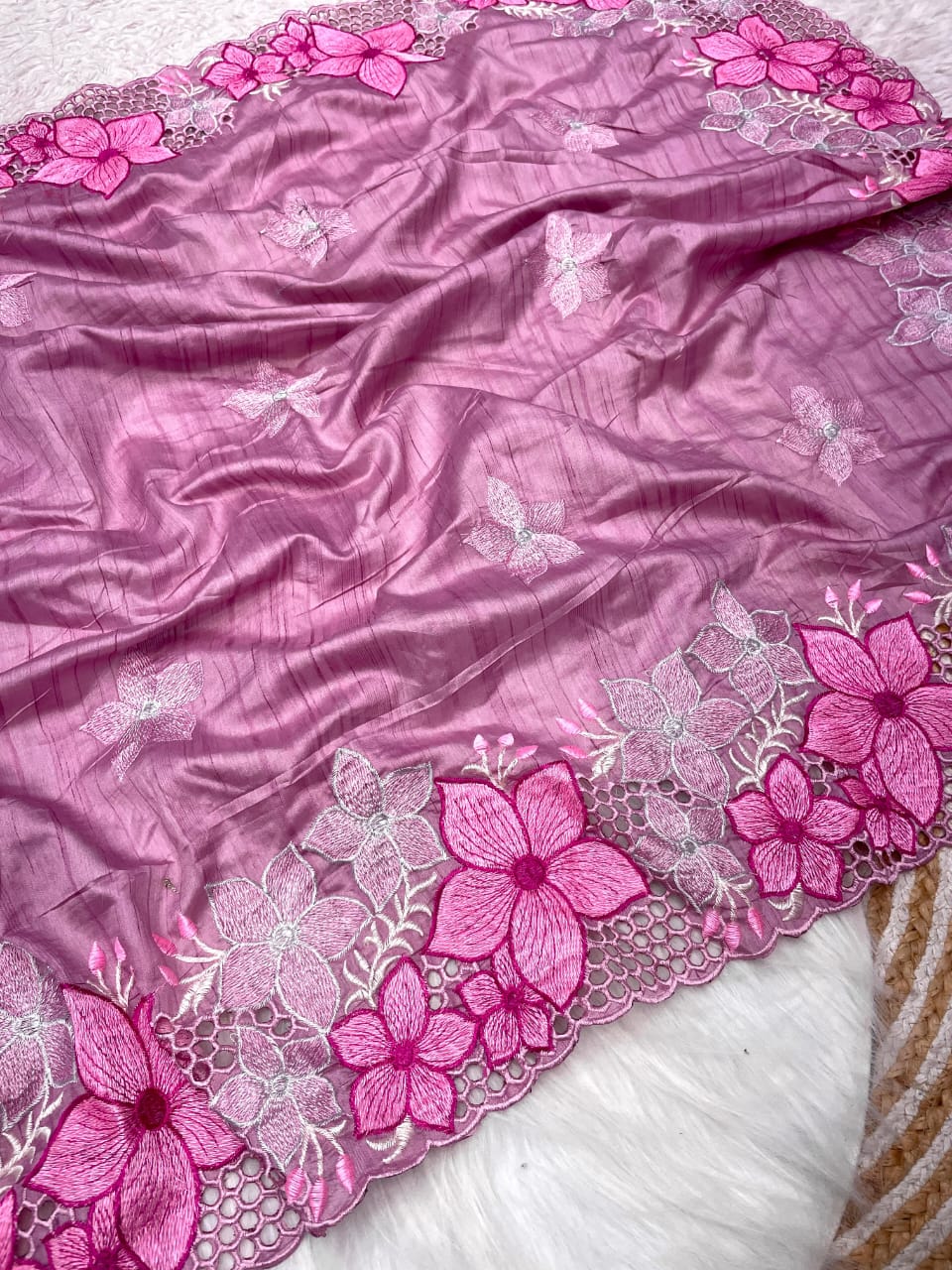 Kayatri New Soft Gadwal Silk Fabric With Embroidery Flower Work Saree
