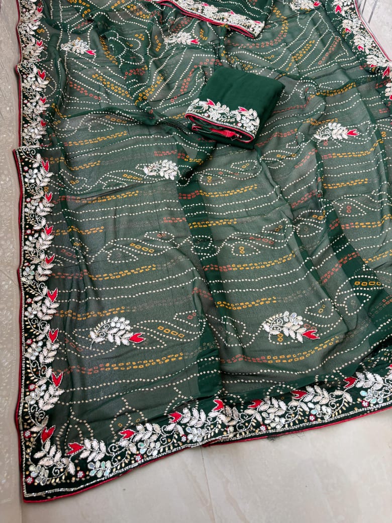 Kayatri Special Jaipuri Traditional Bandhej Chunri Saree