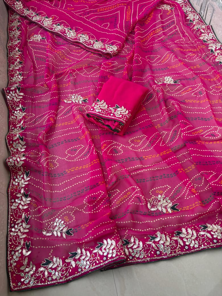 Kayatri Special Jaipuri Traditional Bandhej Chunri Saree