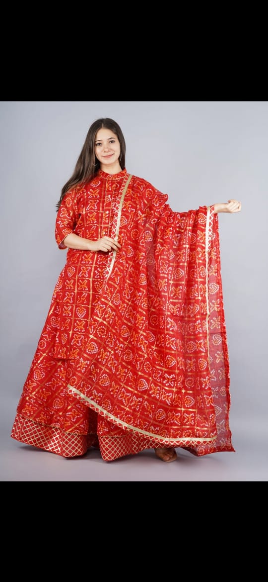 Kayatri New Rajasthani Bandhej Ghatchola Lehenga