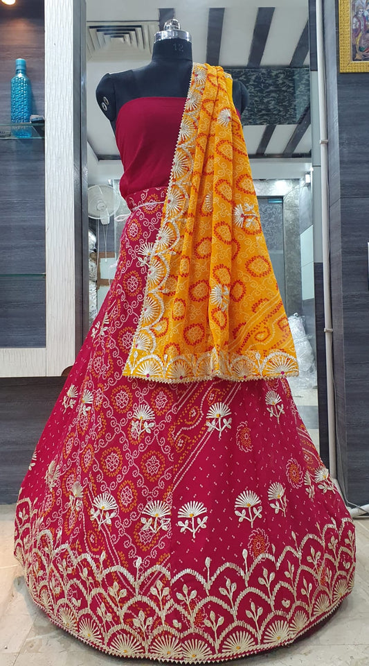 Kayatri Designer Beautiful Traditional Wear Rai Bandhej Lehenga