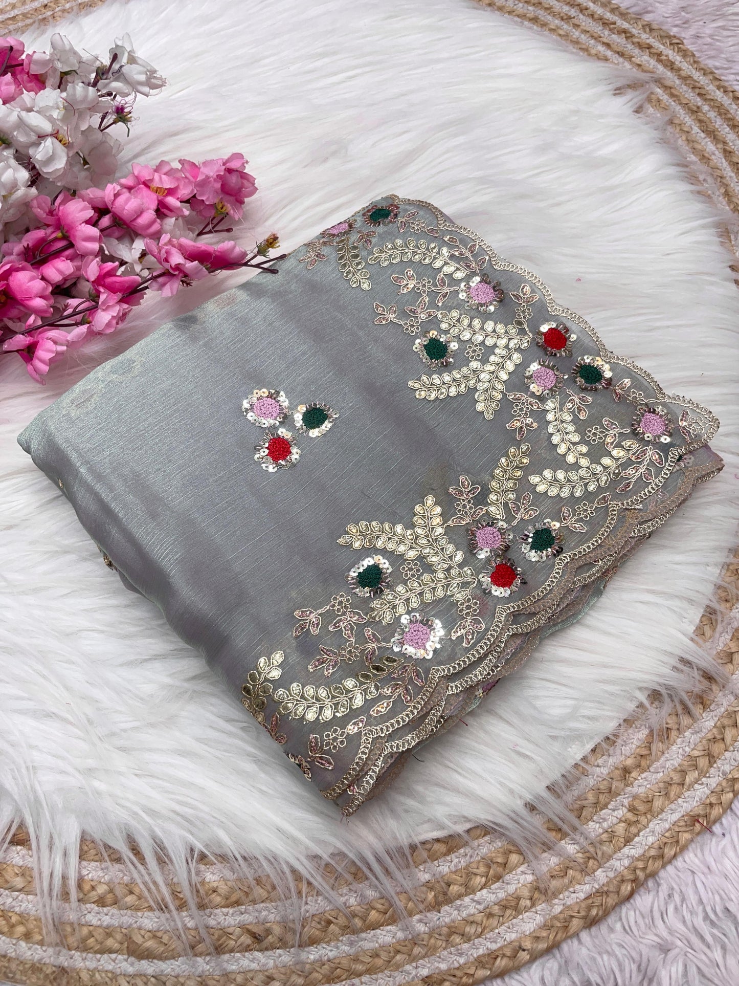Kayatri Special Chiffon Fabric Sequence Work Saree