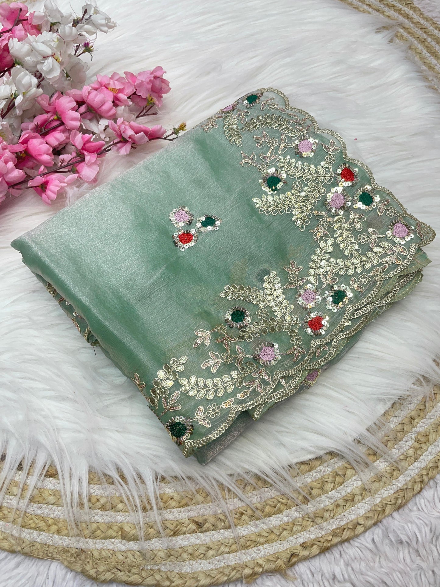 Kayatri Special Chiffon Fabric Sequence Work Saree