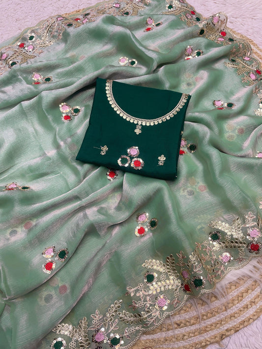 Kayatri Special Chiffon Fabric Sequence Work Saree
