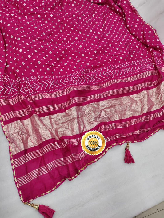 Kayatri New Cotton Silk Handmade Bandhej Print Saree