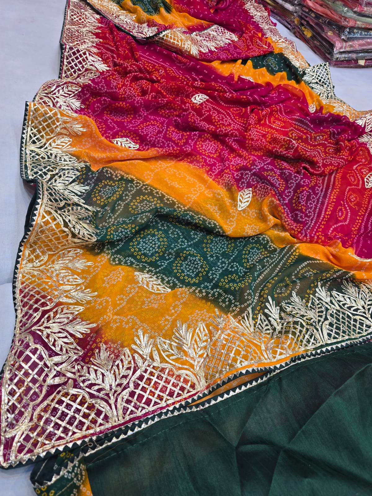 Kayatri New Traditional Pachrangi Bandhani Style Saree