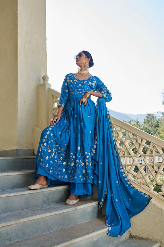 Kayatri Launching New Designers Nyra Cut Chinon Sharara Set With Dupatta Suit